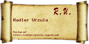 Radler Urzula névjegykártya